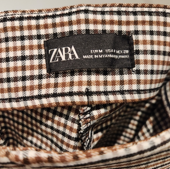 Zara: high rise stretch pants/leggings in checkered brown white and black - Picture 4 of 4